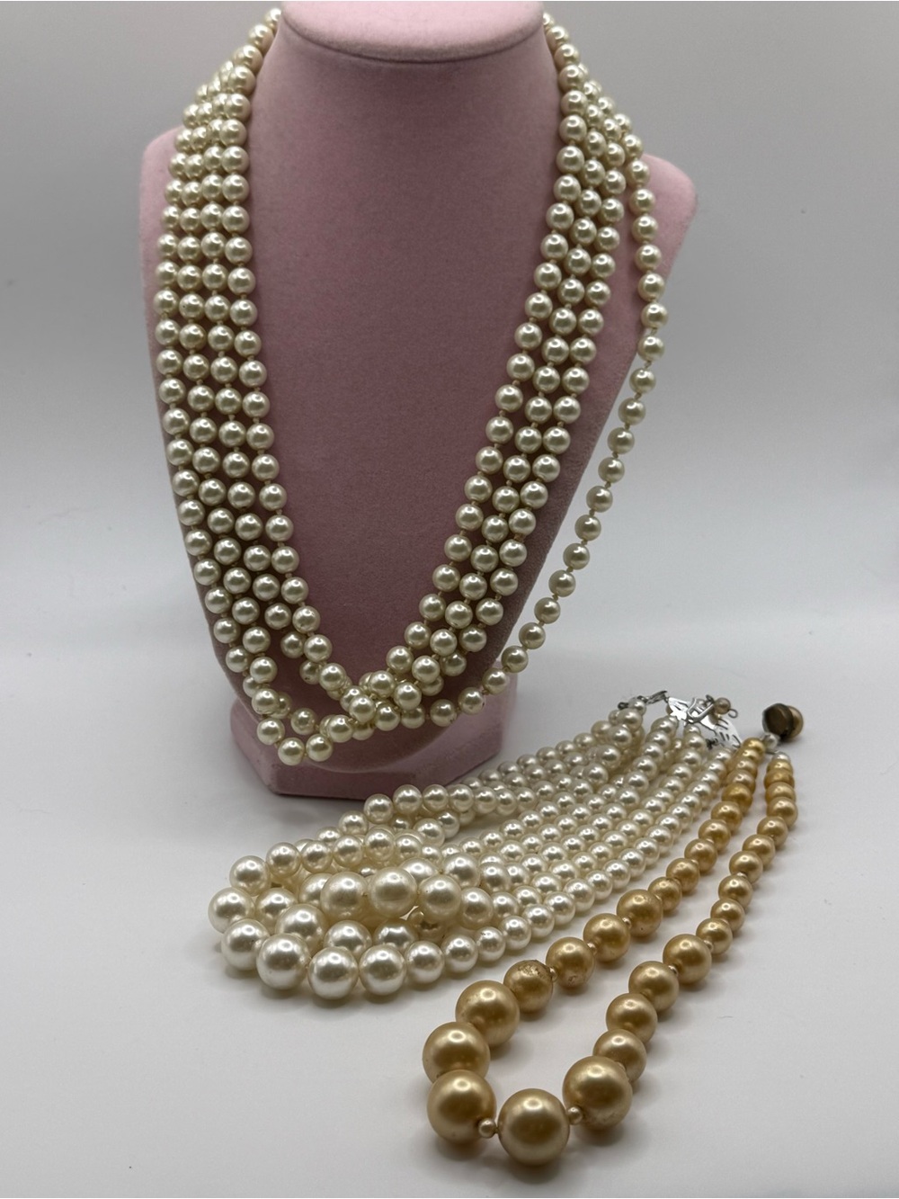 Set of 3 Classic Ivory Pearl Multi-Strand Necklace